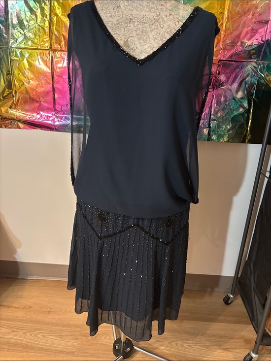 J Kara Dresses & Skirts - J Kara Navy Beaded Evening Dress